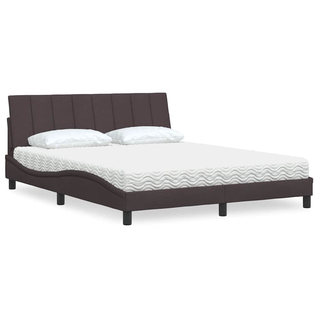 Cama com colchão hanko 160x200 cm tecido castanho-escuro