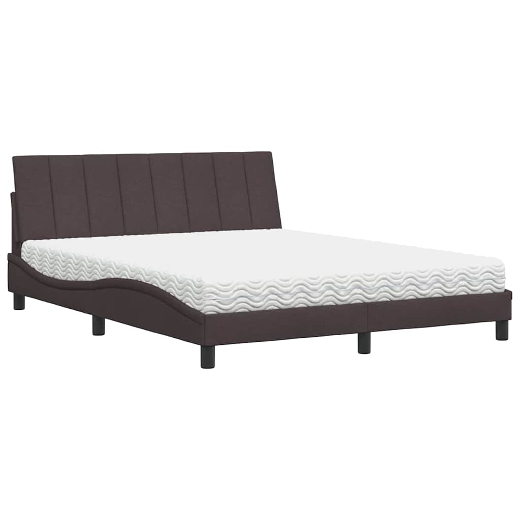 Cama com colchão hanko 160x200 cm tecido castanho-escuro