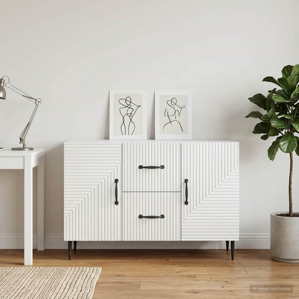 Buffet branco brilhante 89 x 34,5 x 60 cm derivados de madeira
