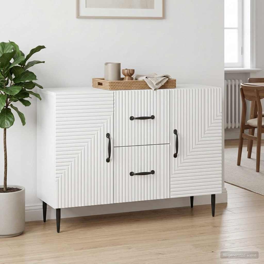 Buffet branco brilhante 89 x 34,5 x 60 cm derivados de madeira