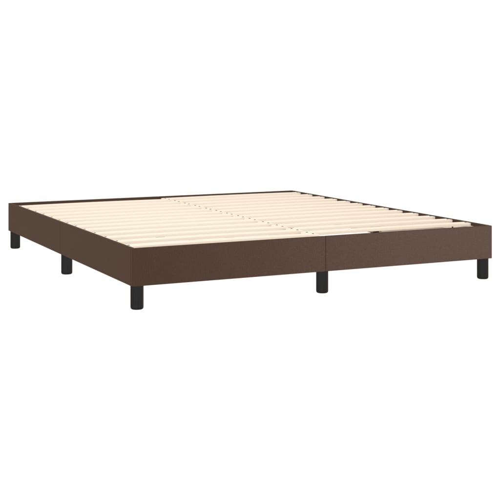 Estrutura de cama com molas 180x200cm couro artificial castanho