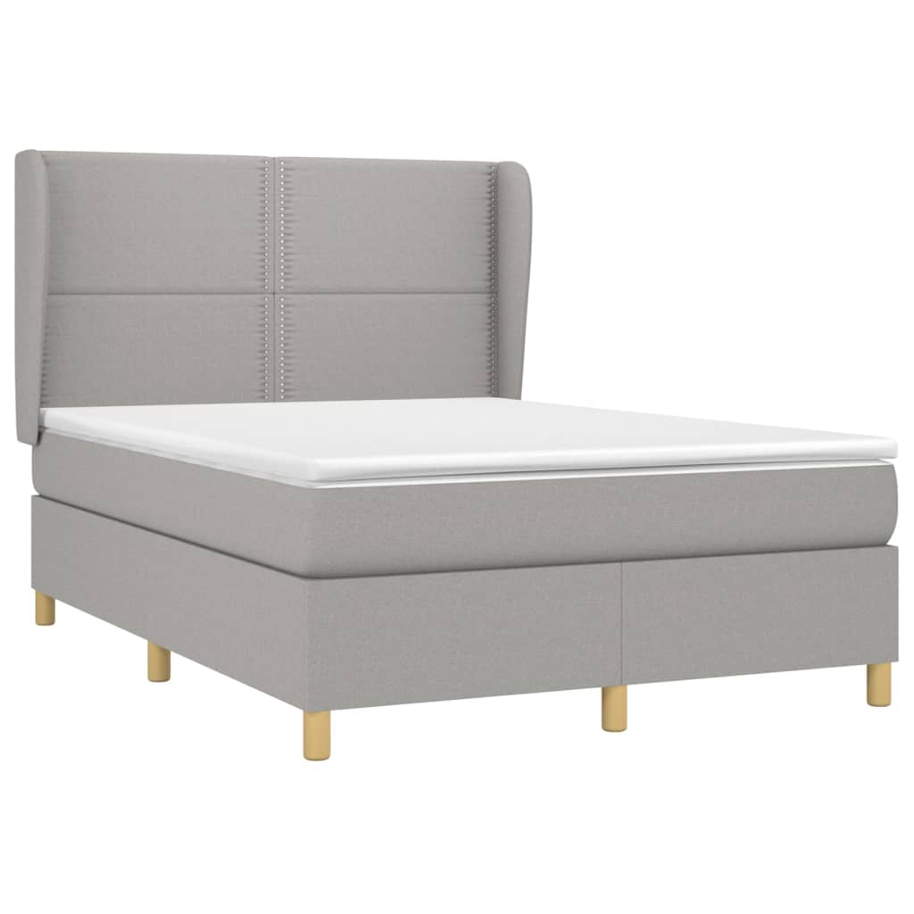 Cama com molas/colchão 140x190 cm tecido cinzento-claro