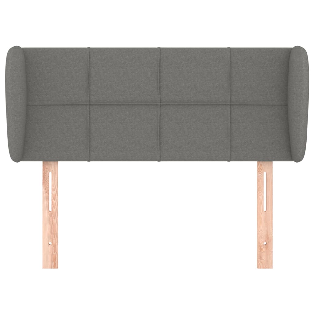 Cabeceira de cama c/ abas tecido 103x23x78/88cm cinzento-escuro