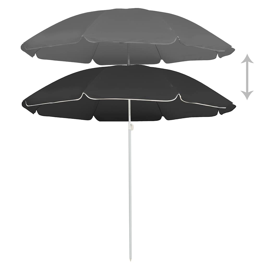 Guarda-sol de jardim com poste de aço 180 cm antracite