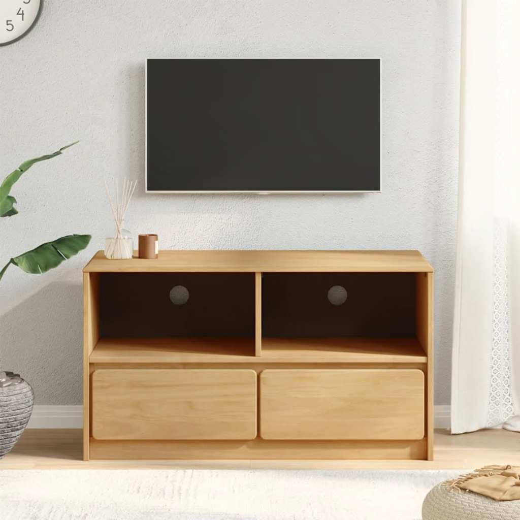 Móvel de TV sauda 99x43x55 cm madeira pinho maciça cor carvalho
