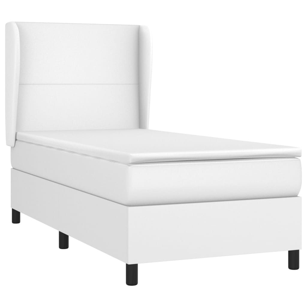 Cama com molas/colchão 80x200 cm couro artificial branco