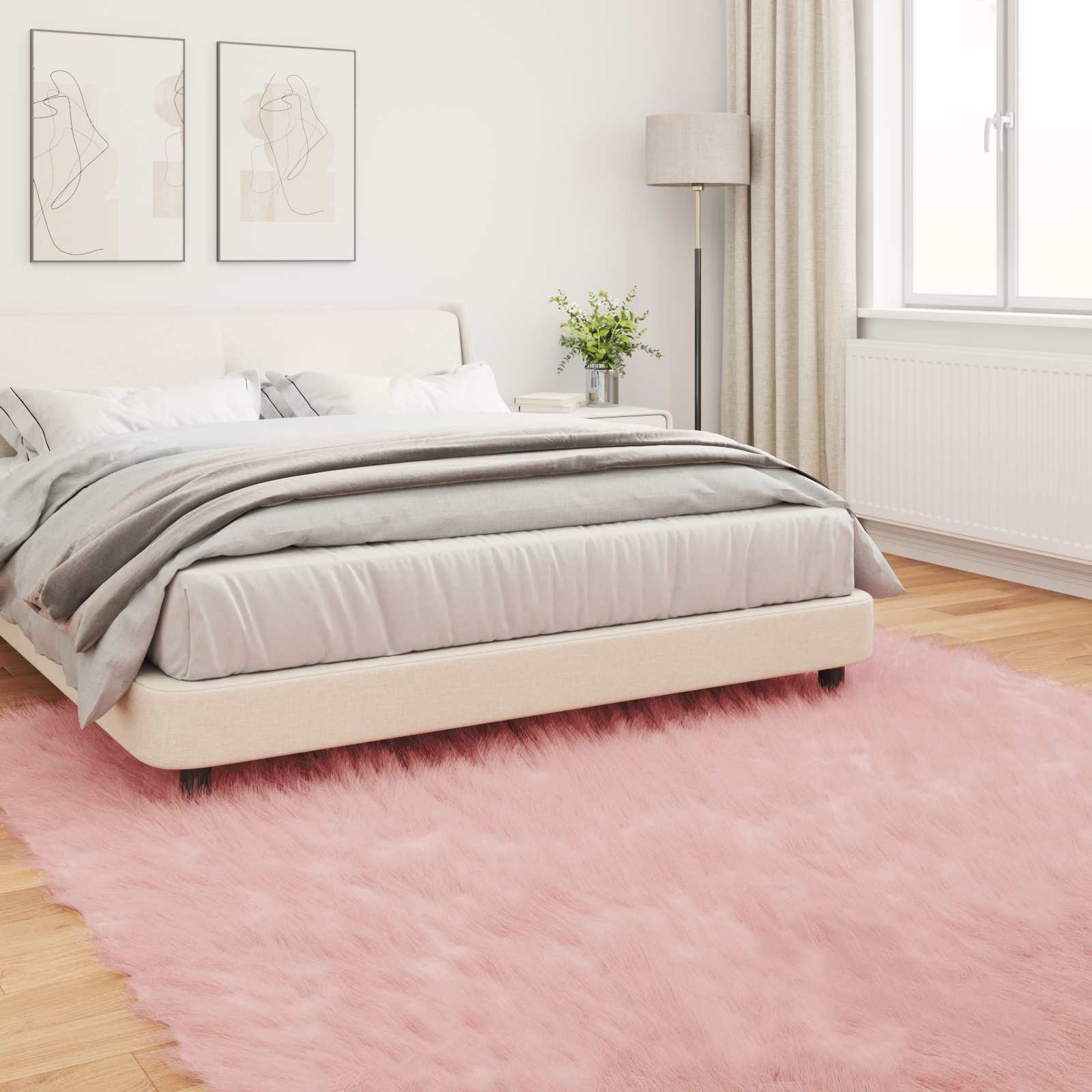Tapete de de ovelha sintética tafalla rosa 240 x 240 cm