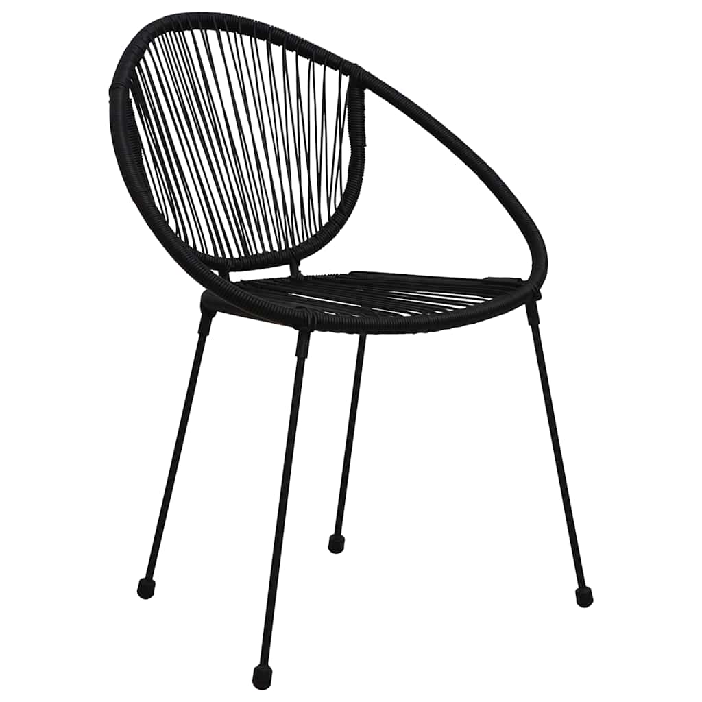 3 Pcs conjunto de jantar para jardim vime de PVC preto