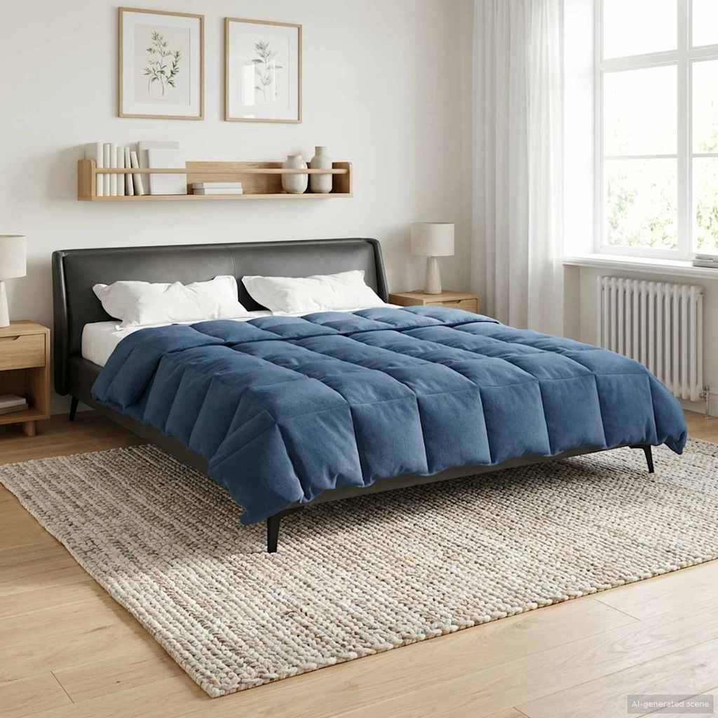 Duvet de ano inteiro azul escuro 200 x 220 cm microfibra