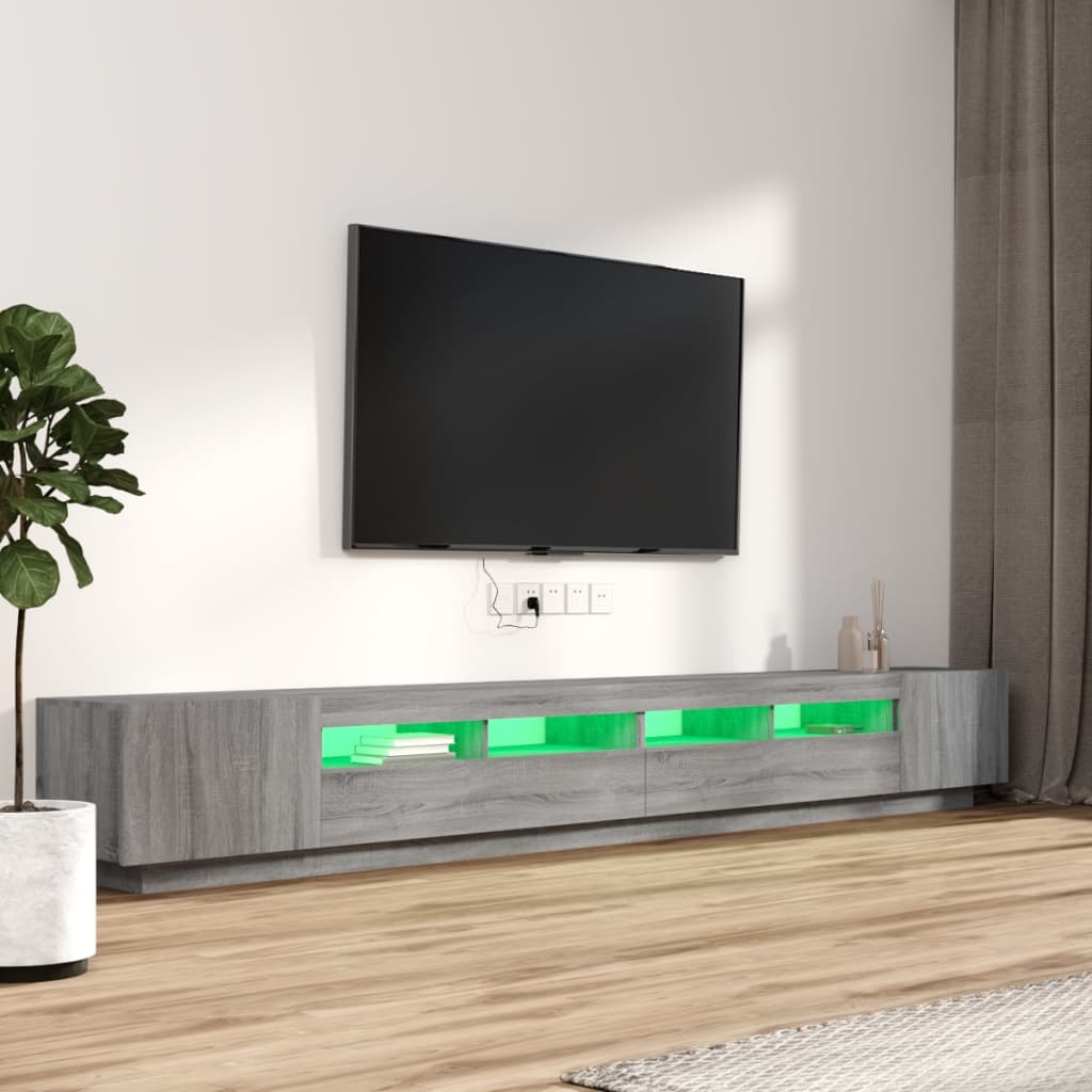 Conjunto móveis de TV 3 pcs c/ leds madeira sonoma cinzento