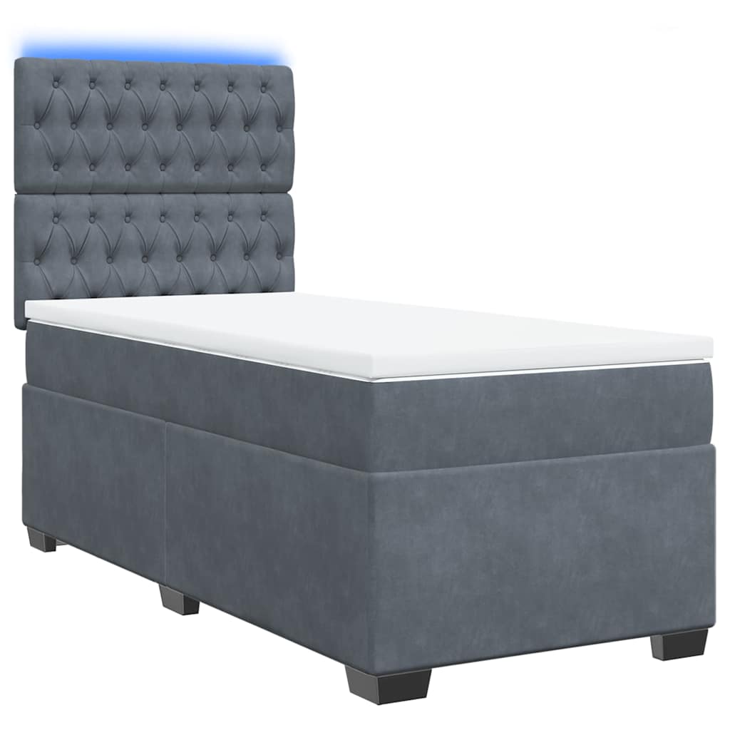 Cama com molas/colchão 80x200 cm veludo cinza-escuro
