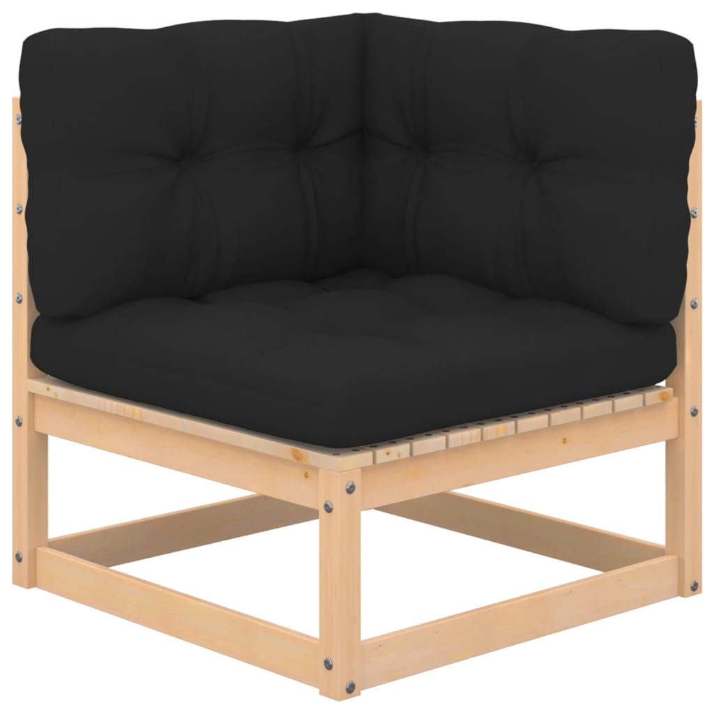 4 Pcs conjunto lounge de jardim c/ almofadões pinho maciço