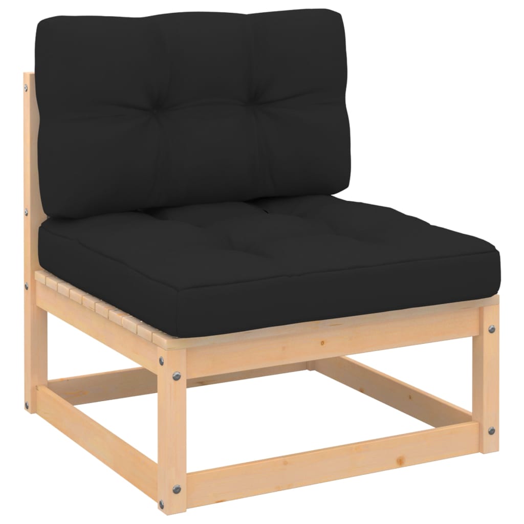 4 Pcs conjunto lounge de jardim c/ almofadões pinho maciço