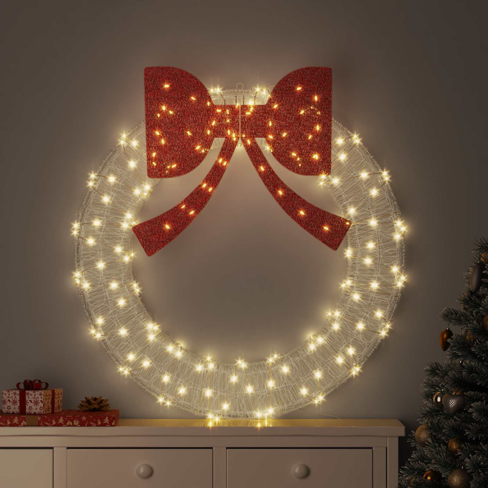 Guirlanda com 150 leds branco quente 120 cm acrílo