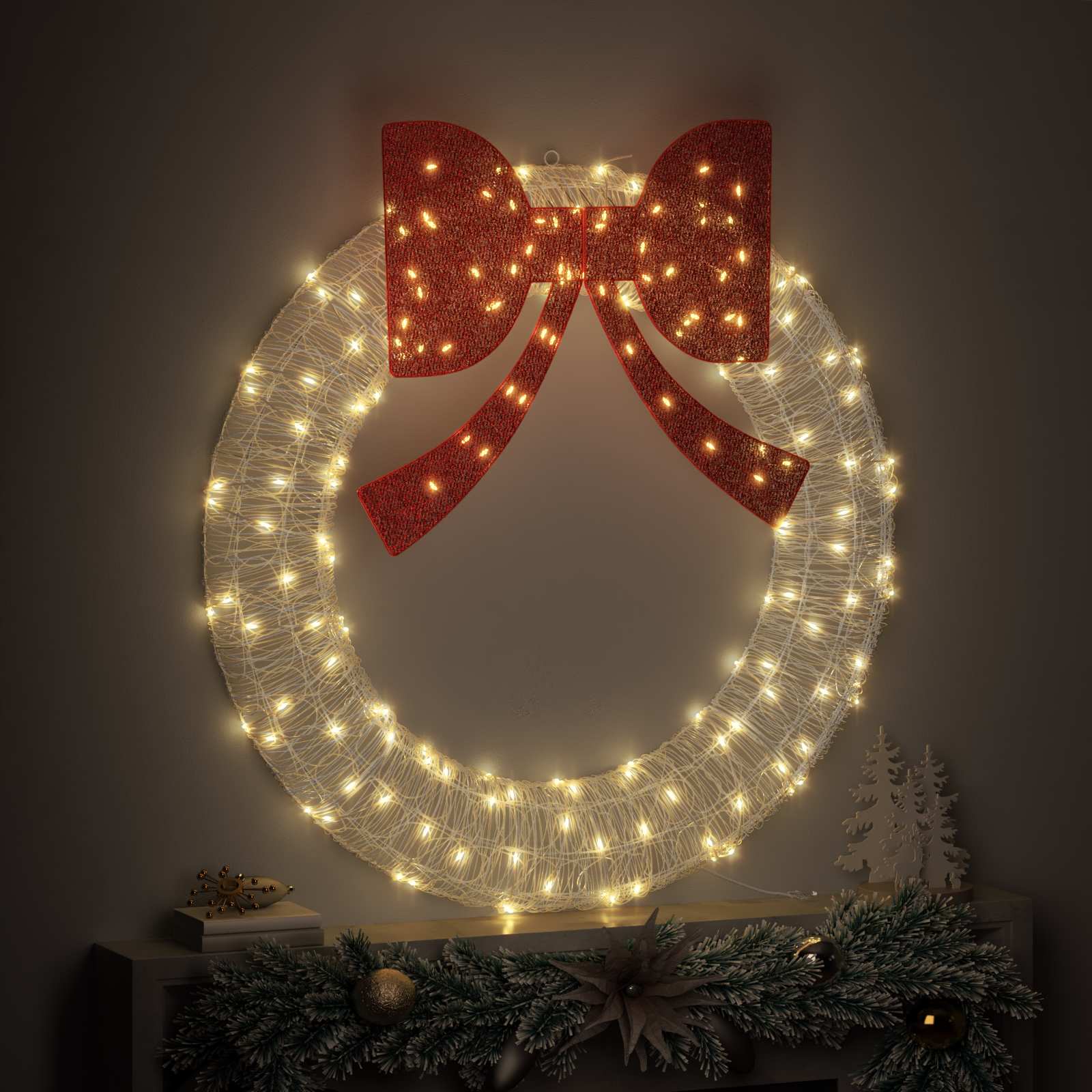 Guirlanda com 150 leds branco quente 120 cm acrílo