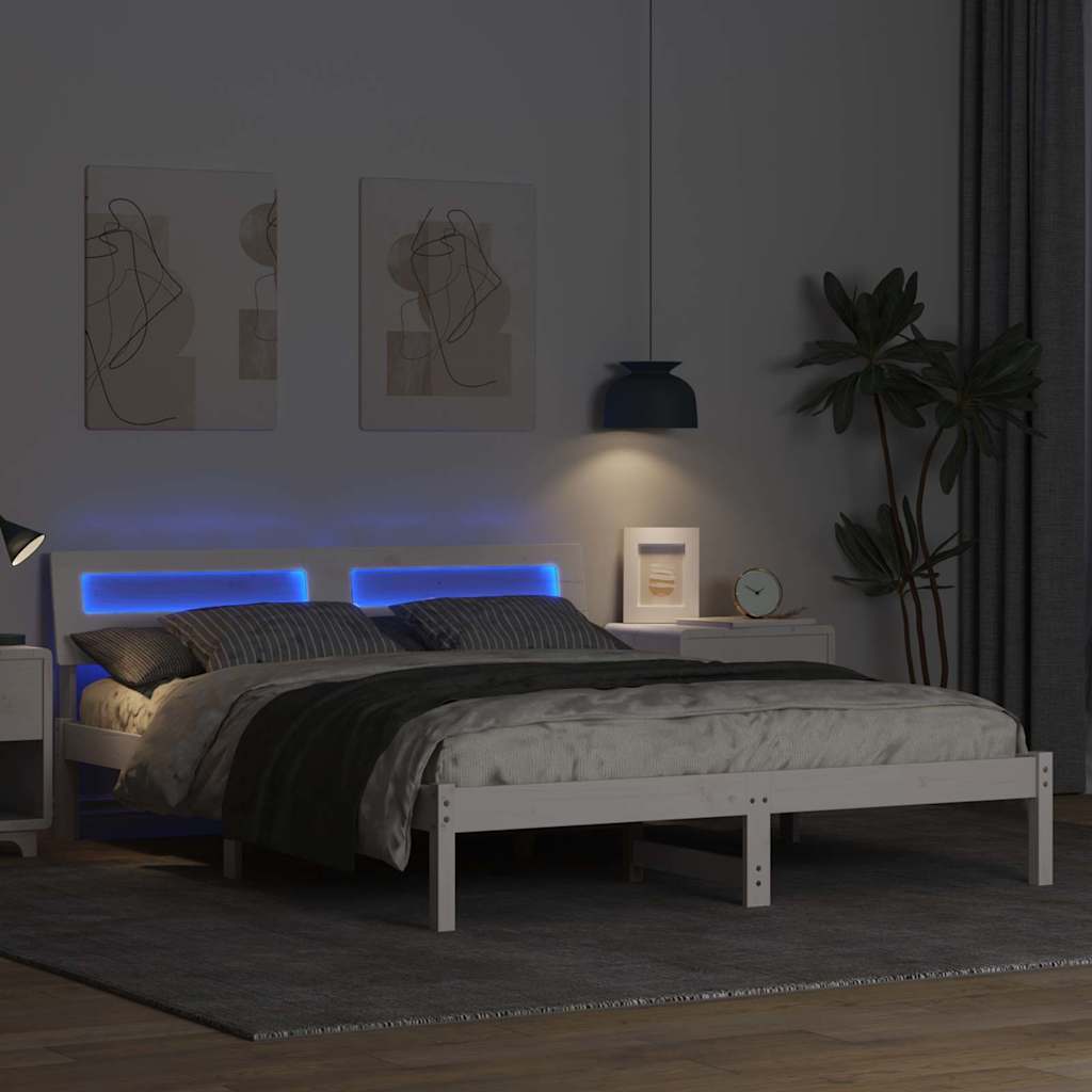 Estrutura da cama com cabeceira branco 160 x 200 cm