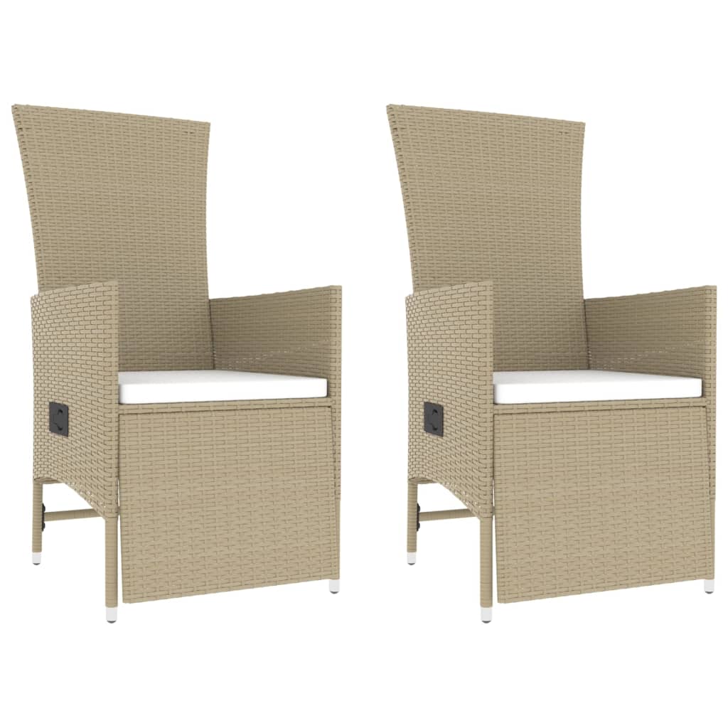 3 Pcs conjunto lounge para jardim vime PE e aço bege