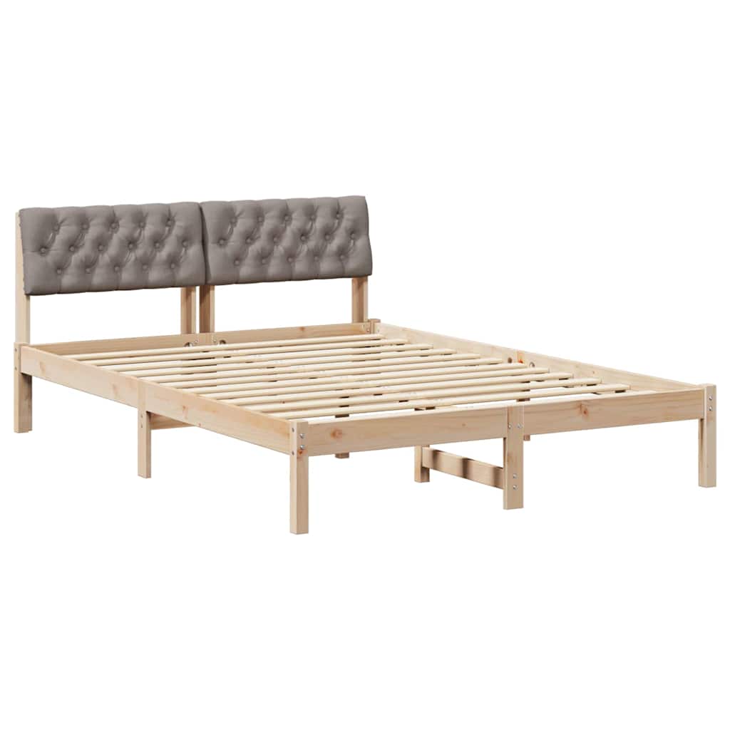 Estrutura da cama com cabeceira marrom e taupe 140 x 190 cm