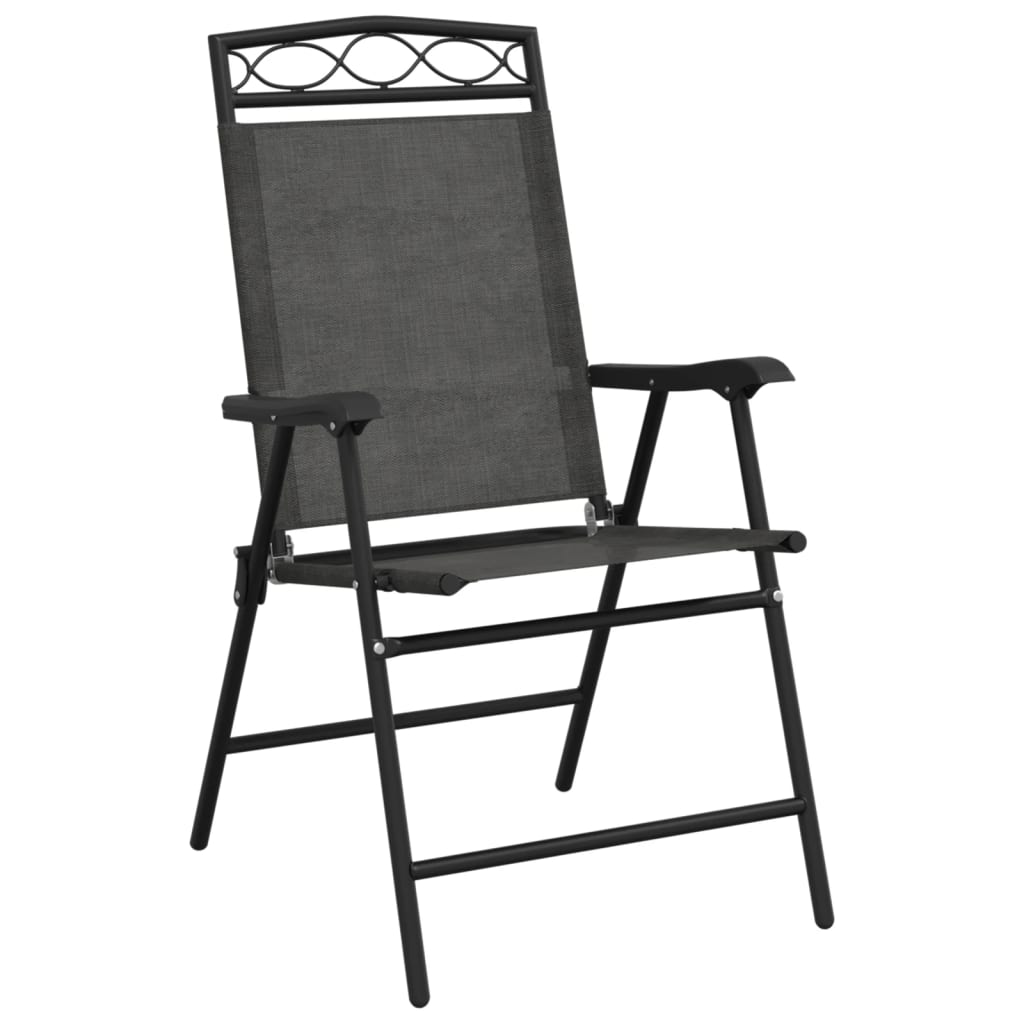 Cadeiras de jardim dobráveis 2 pcs aço/textilene cinza mesclado