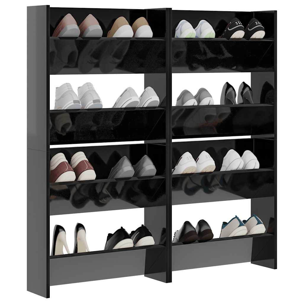 Sapateiras de parede 4pcs derivados de madeira preto brilhante
