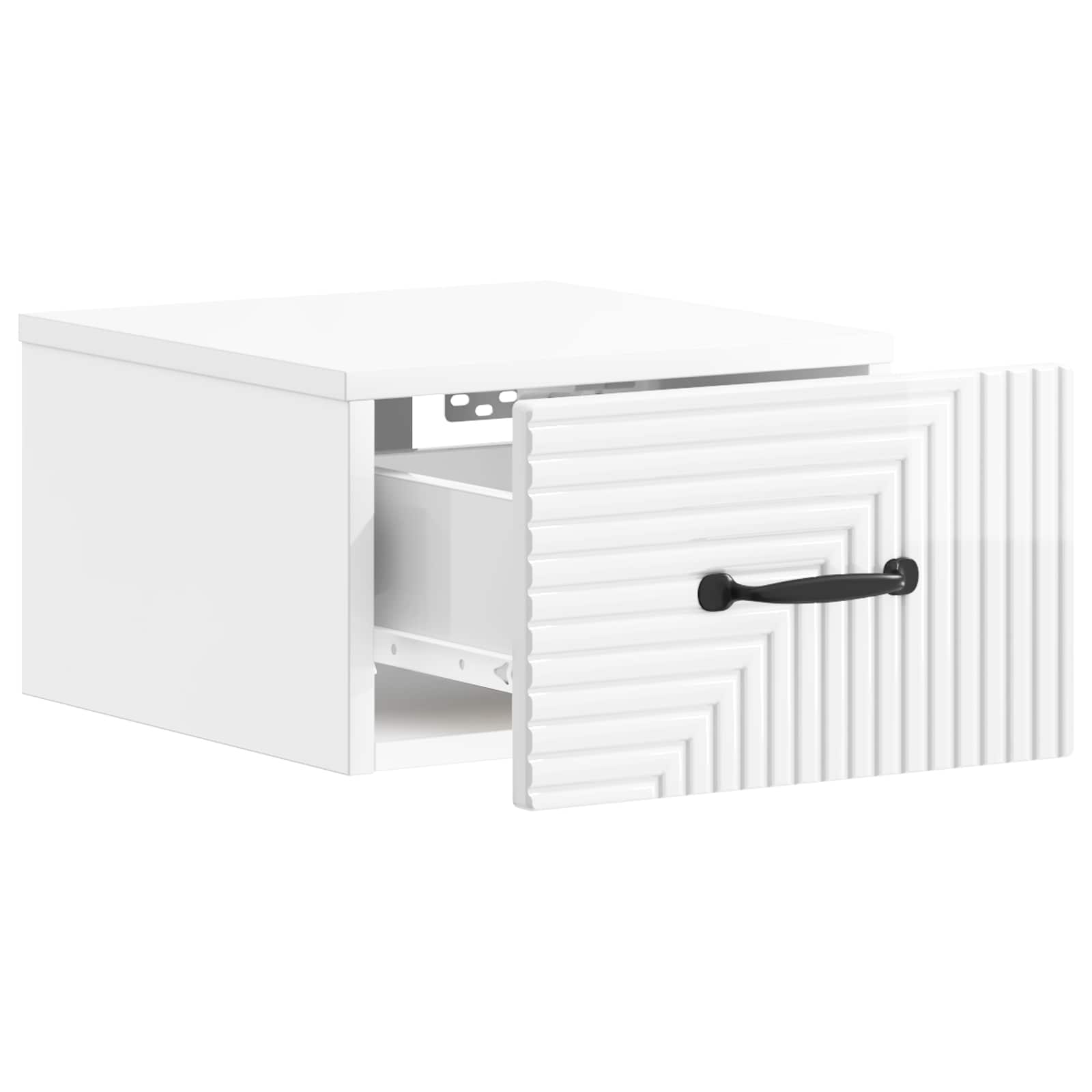Gabinete de canto montado na parede com gaveta branco brilhante
