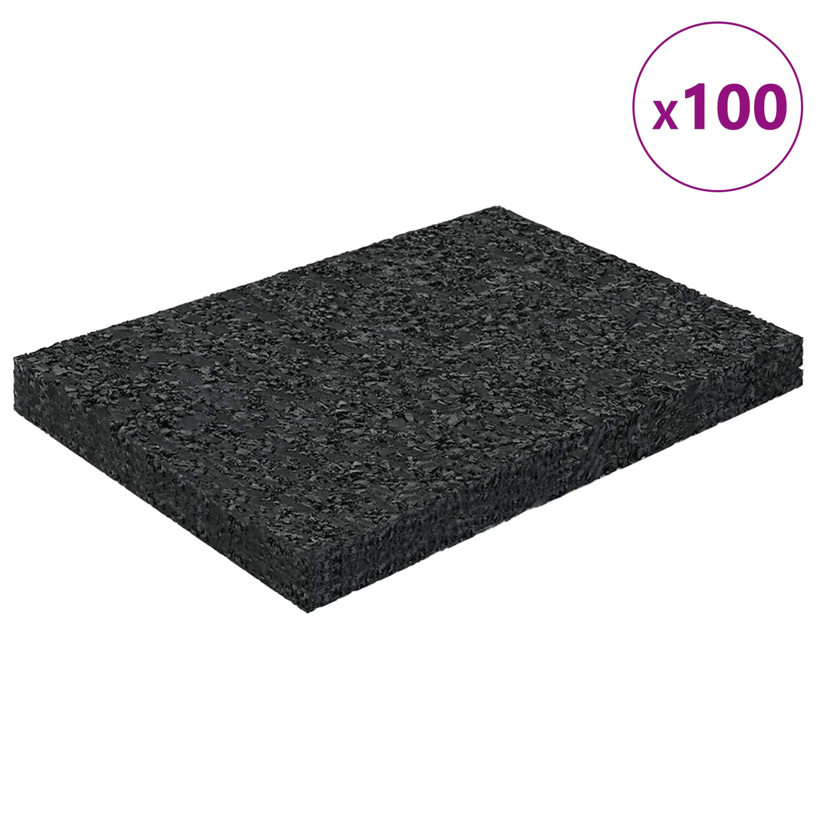 Tapete de pátio em granulado de borracha preto 6 x 9 x 0,8 cm