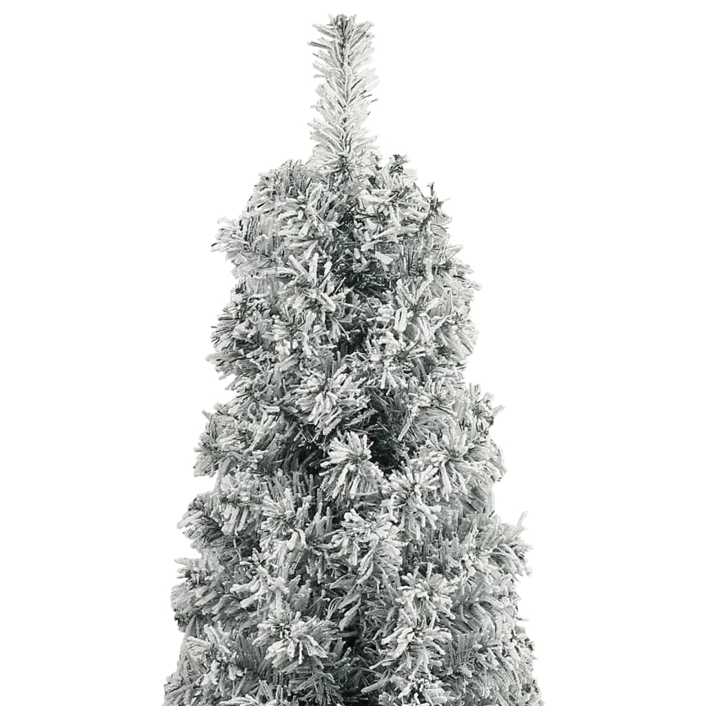 Árvore de natal fina c/ suporte e flocos de neve 270 cm PVC