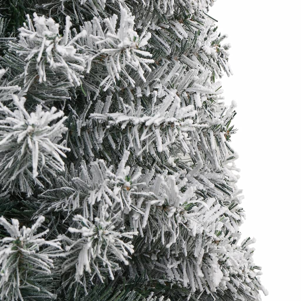 Árvore de natal fina c/ suporte e flocos de neve 270 cm PVC