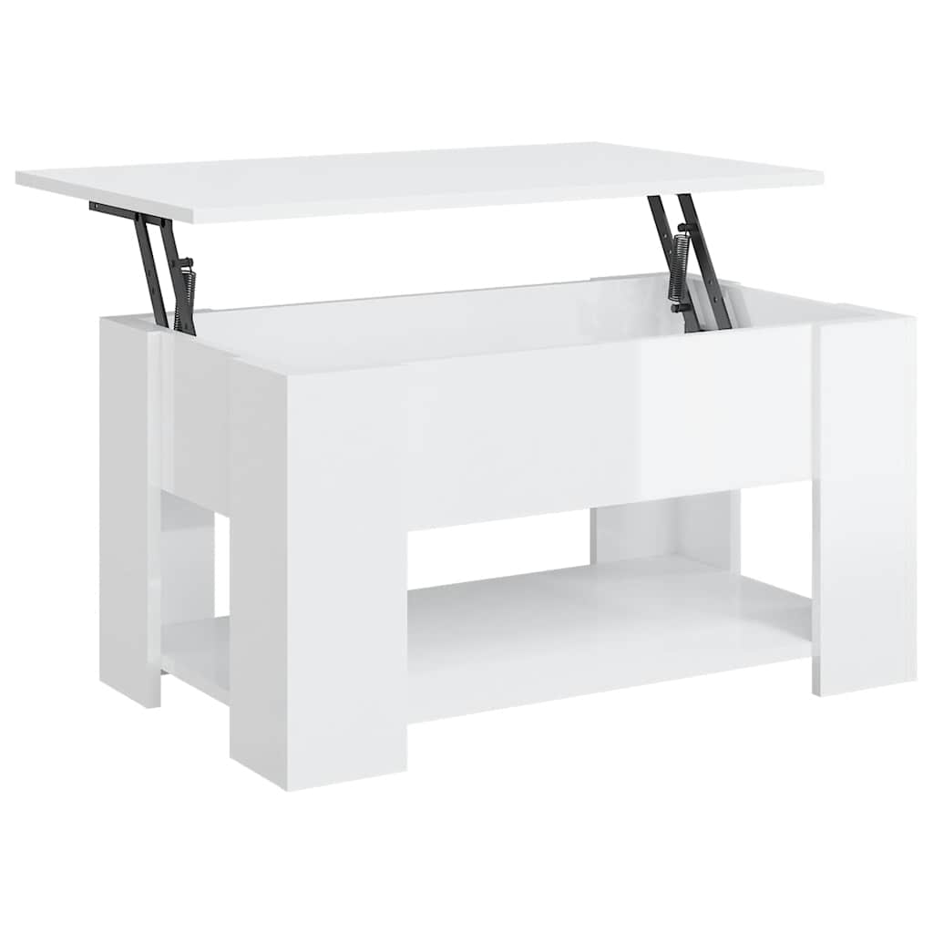 Mesa centro 79x49x41 cm madeira processada branco brilhante