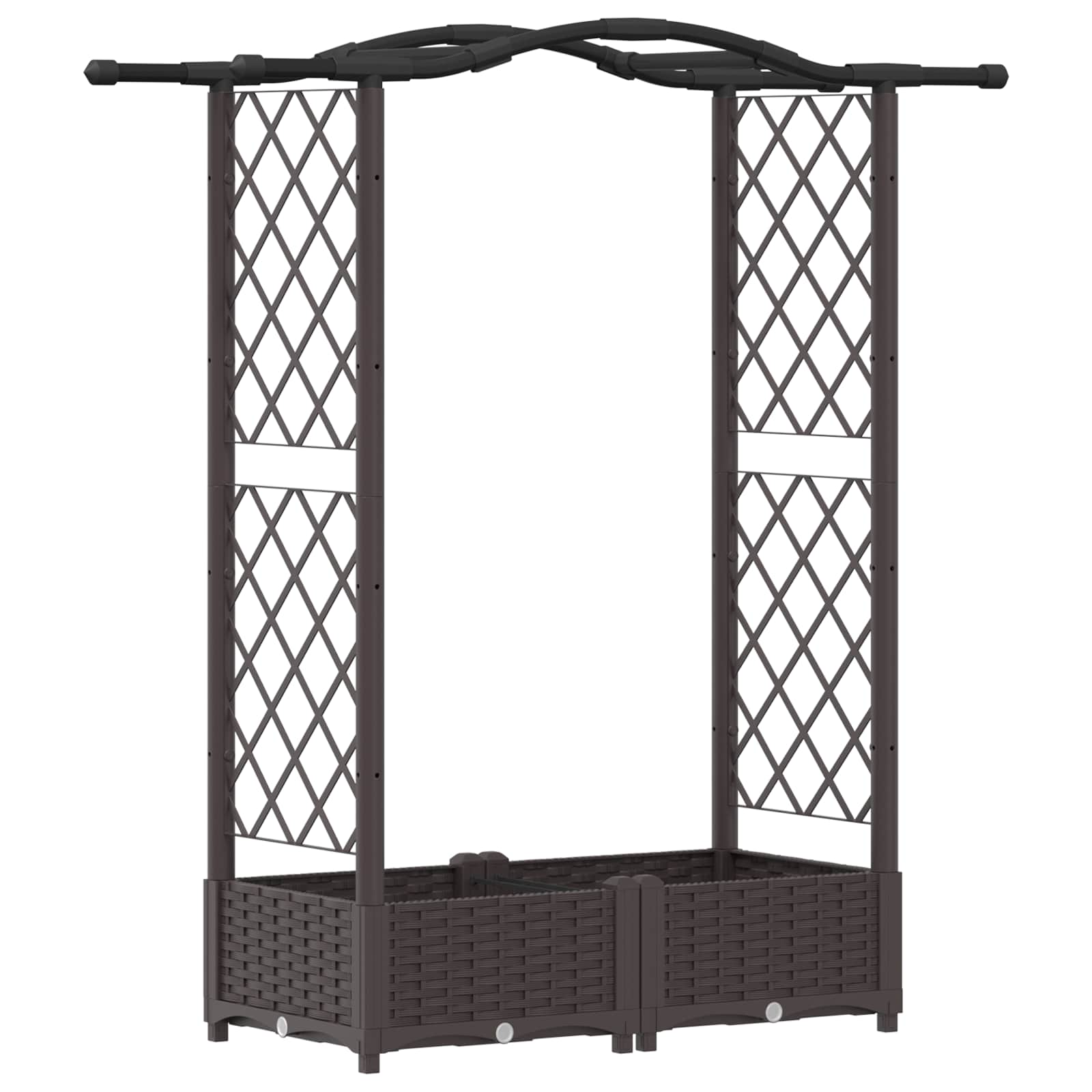 Cama elevada com treliça e telhado castanho 124 x 40 x 123 cm