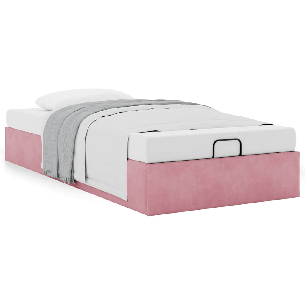 Otomano bed frame no colchão rosa 100x200 cm veludo