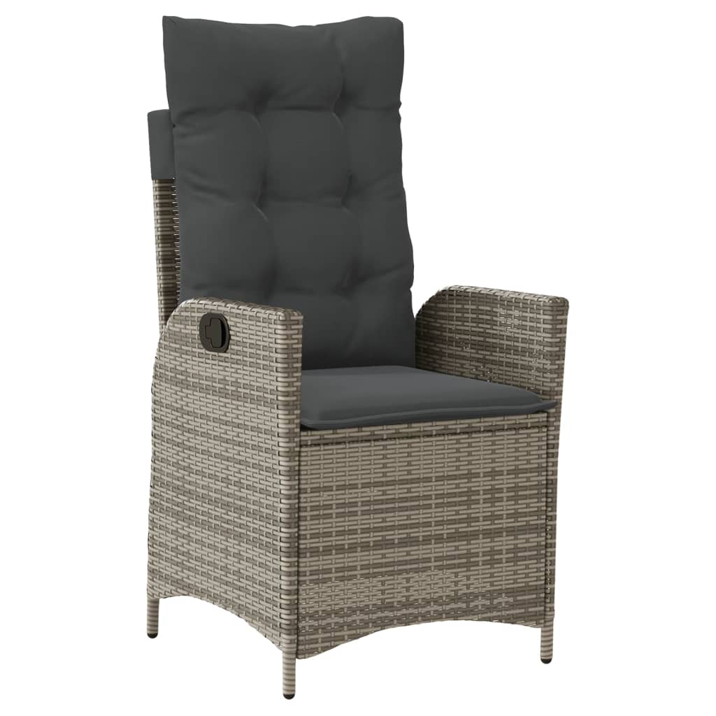 3 Pcs conjunto bistrô com almofadões vime PE cinza
