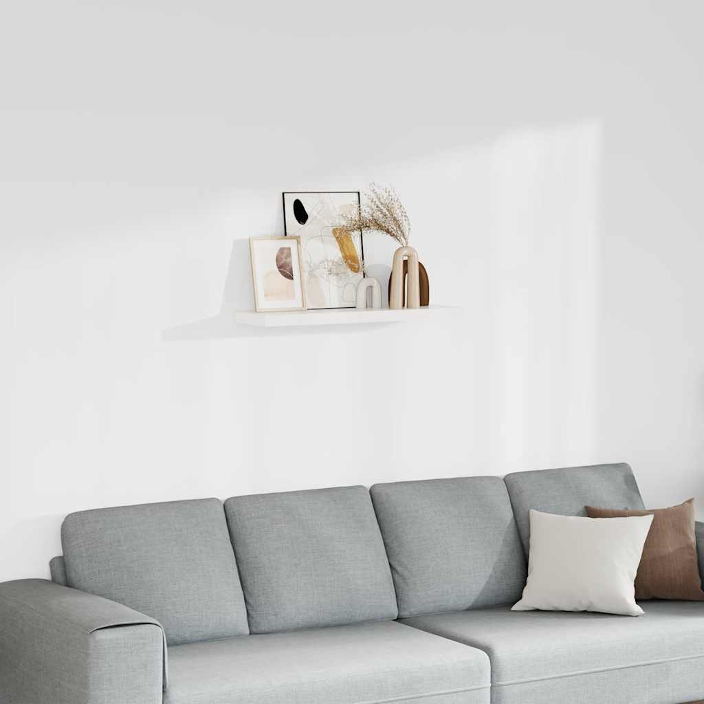 Prateleira de parede suspensa 80x23,5x3,8 cm MDF branco