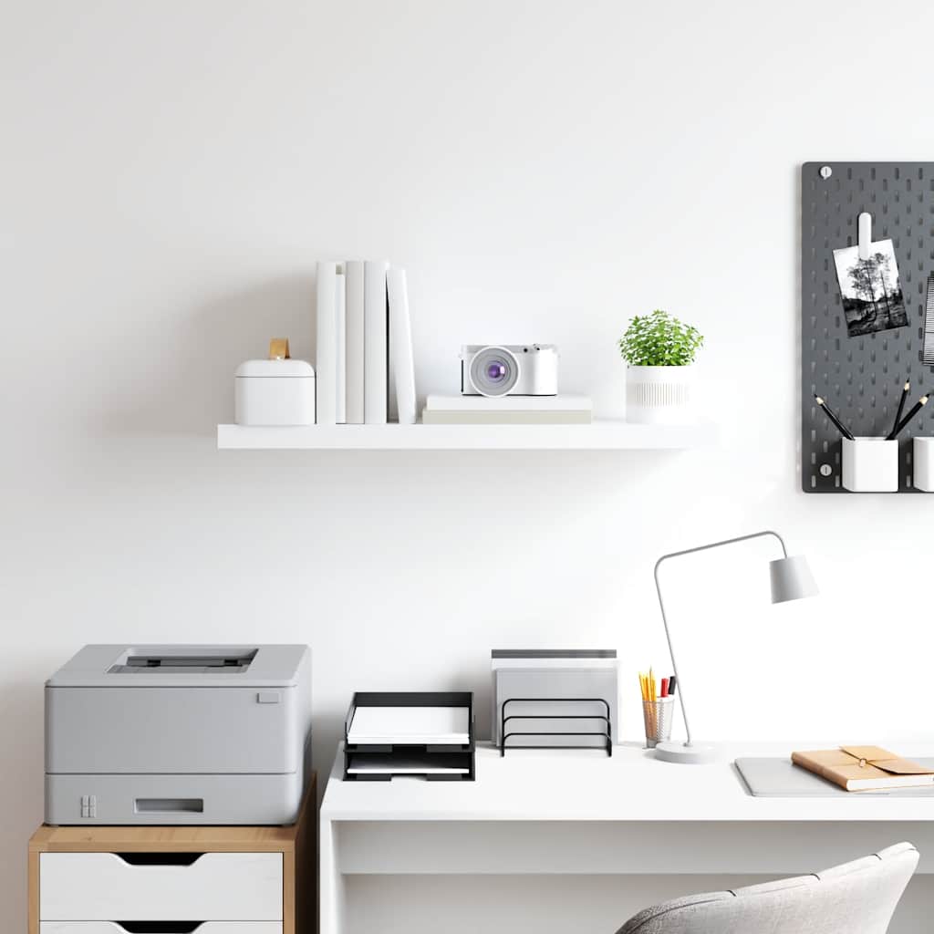 Prateleira de parede suspensa 80x23,5x3,8 cm MDF branco
