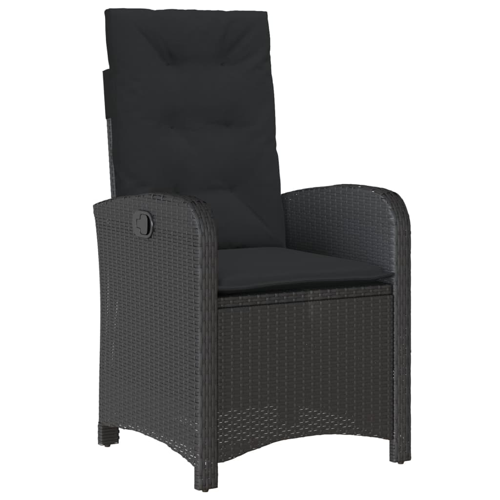 7 Pcs conjunto de jantar p/ jardim c/ almofadões vime PE preto