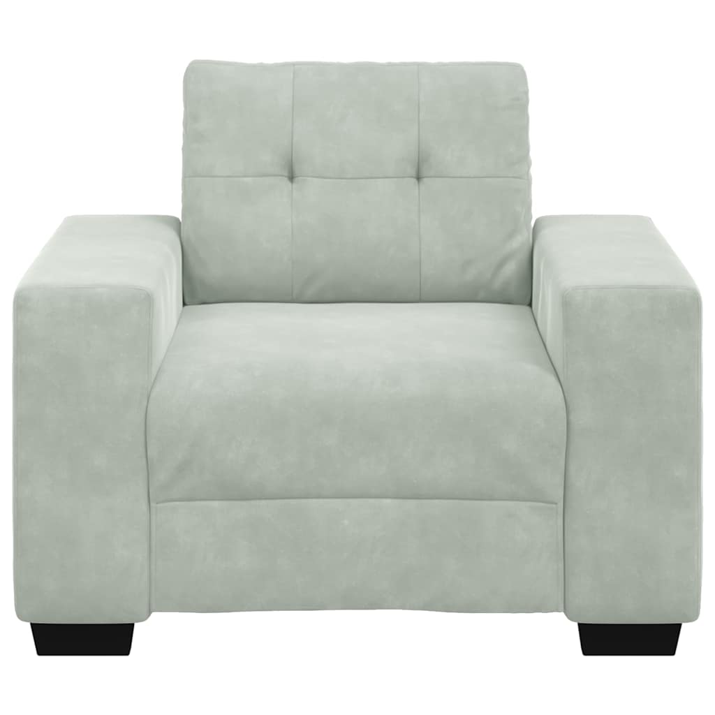 Poltrona de veludo cinza claro 100x78x80 cm