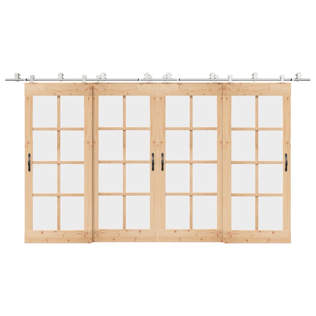 Kit ferragens p/ porta deslizante 400cm aço inoxidável prateado