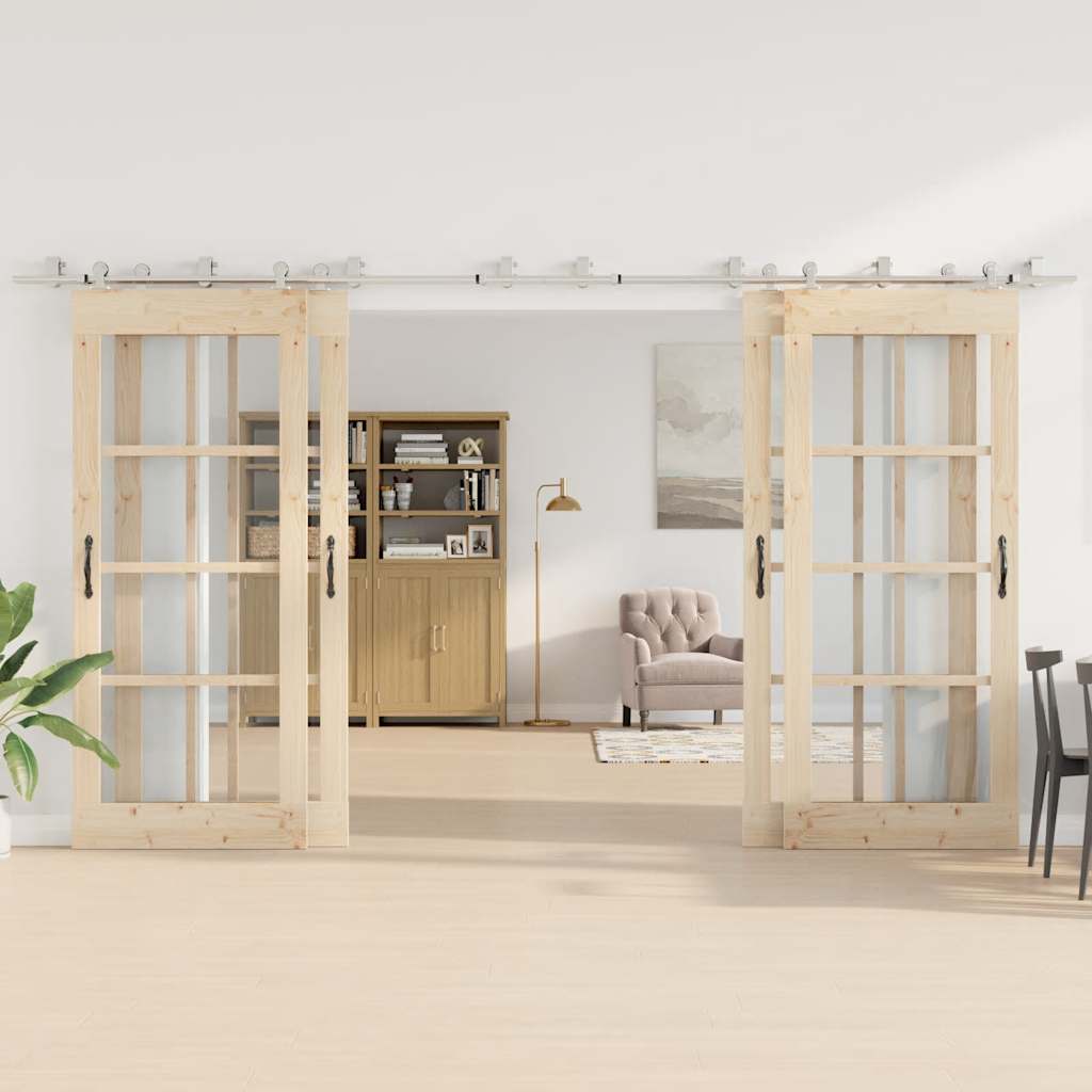 Kit ferragens p/ porta deslizante 400cm aço inoxidável prateado