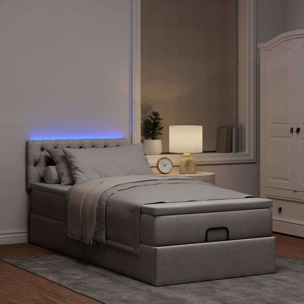 Cama otomana com colchão & leds 90x200 cm cinza-acastanhado