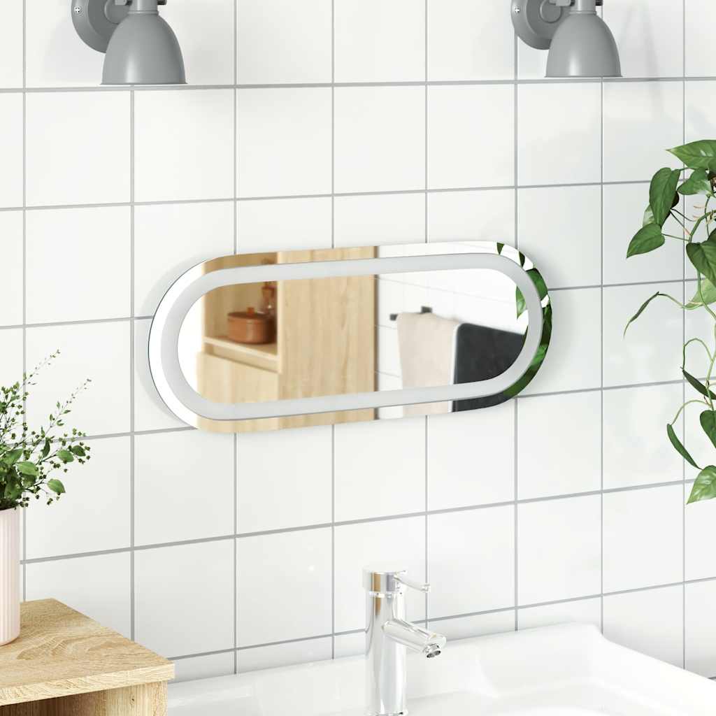 Espelho de casa de banho com luzes LED oval 40x15 cm