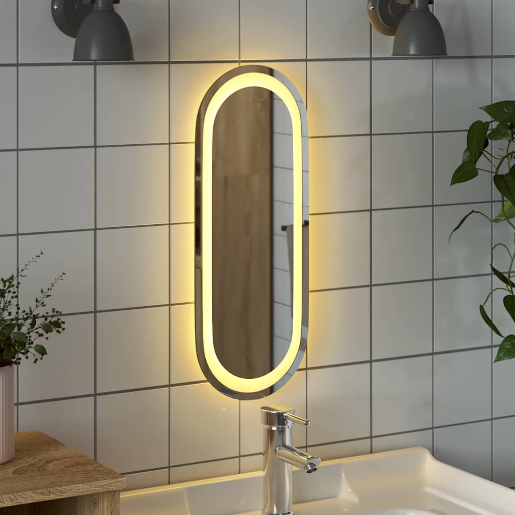 Espelho de casa de banho com luzes LED oval 40x15 cm