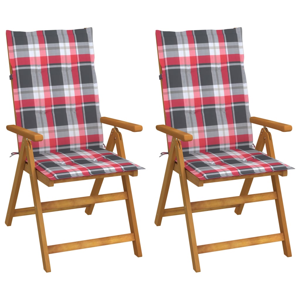 Cadeiras jardim reclináveis c/ almofadões 2 pcs acácia maciça