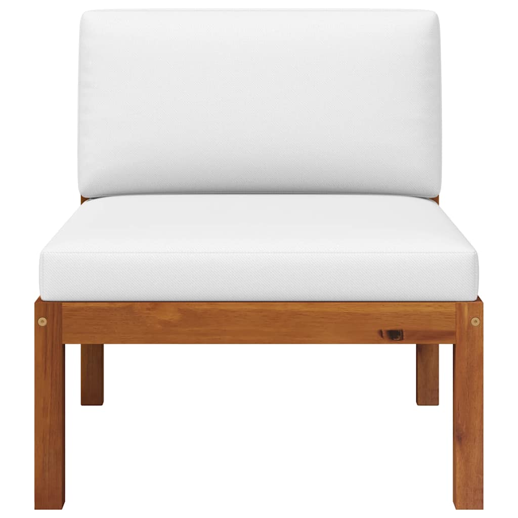 Conjunto de lounge de jardim de 2 peças com almofadas de madeira de acácia e corda