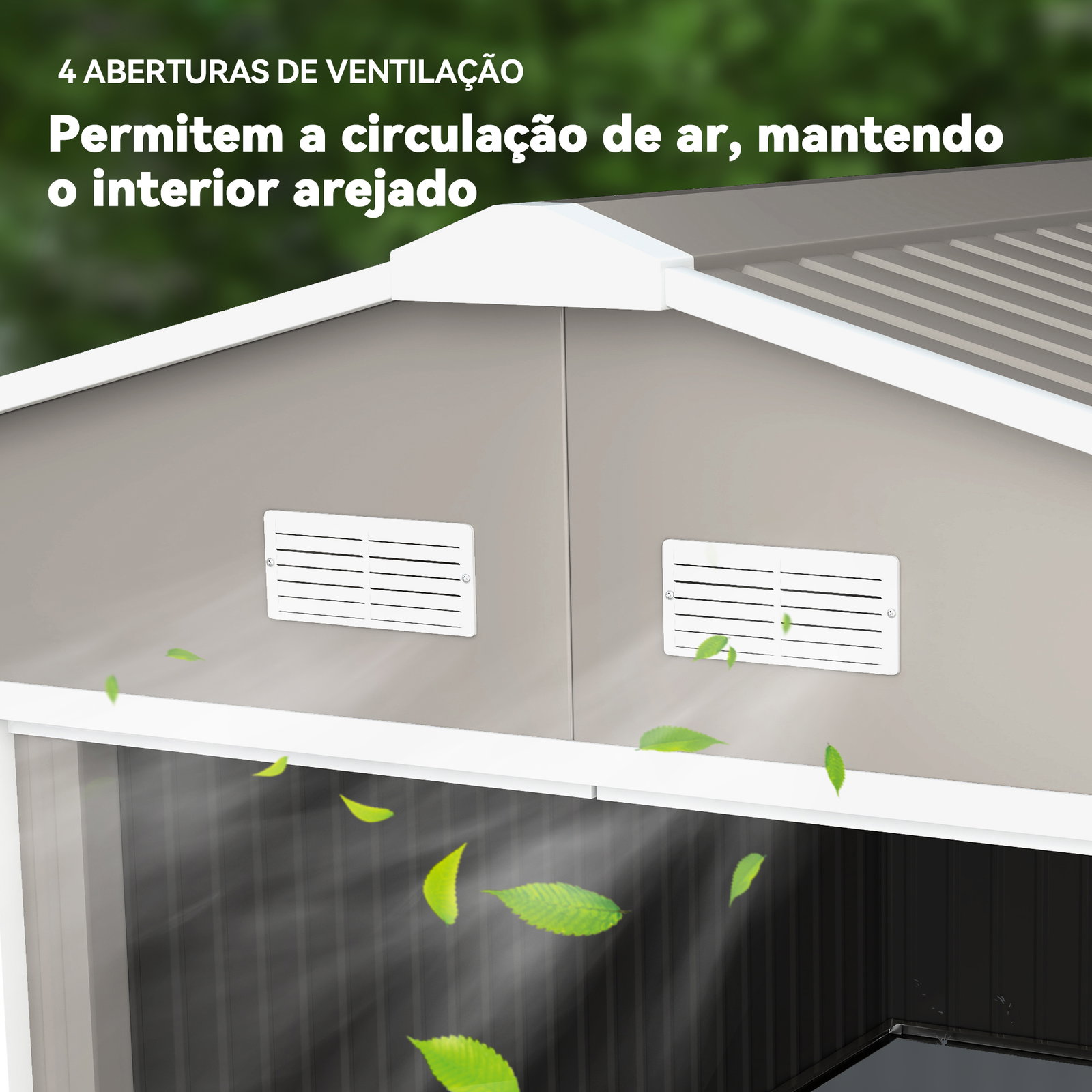 Abrigo de Jardim 340x386x200 cm 13,1 m² Abrigo de Exterior de Aço com Portas de Correr e Ventilações Cinza Claro
