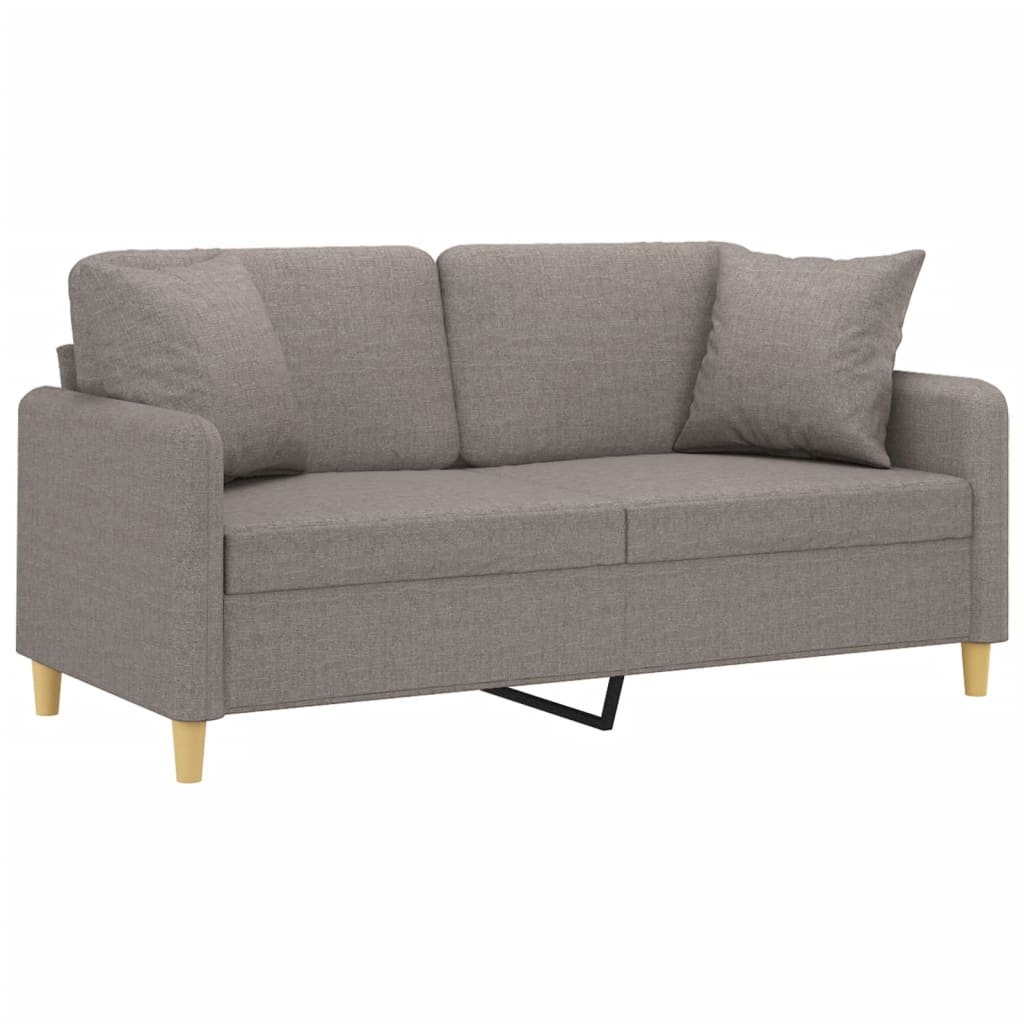 Sofá 2 lug. +almofadas decoração 140cm tecido cinza-acastanhado