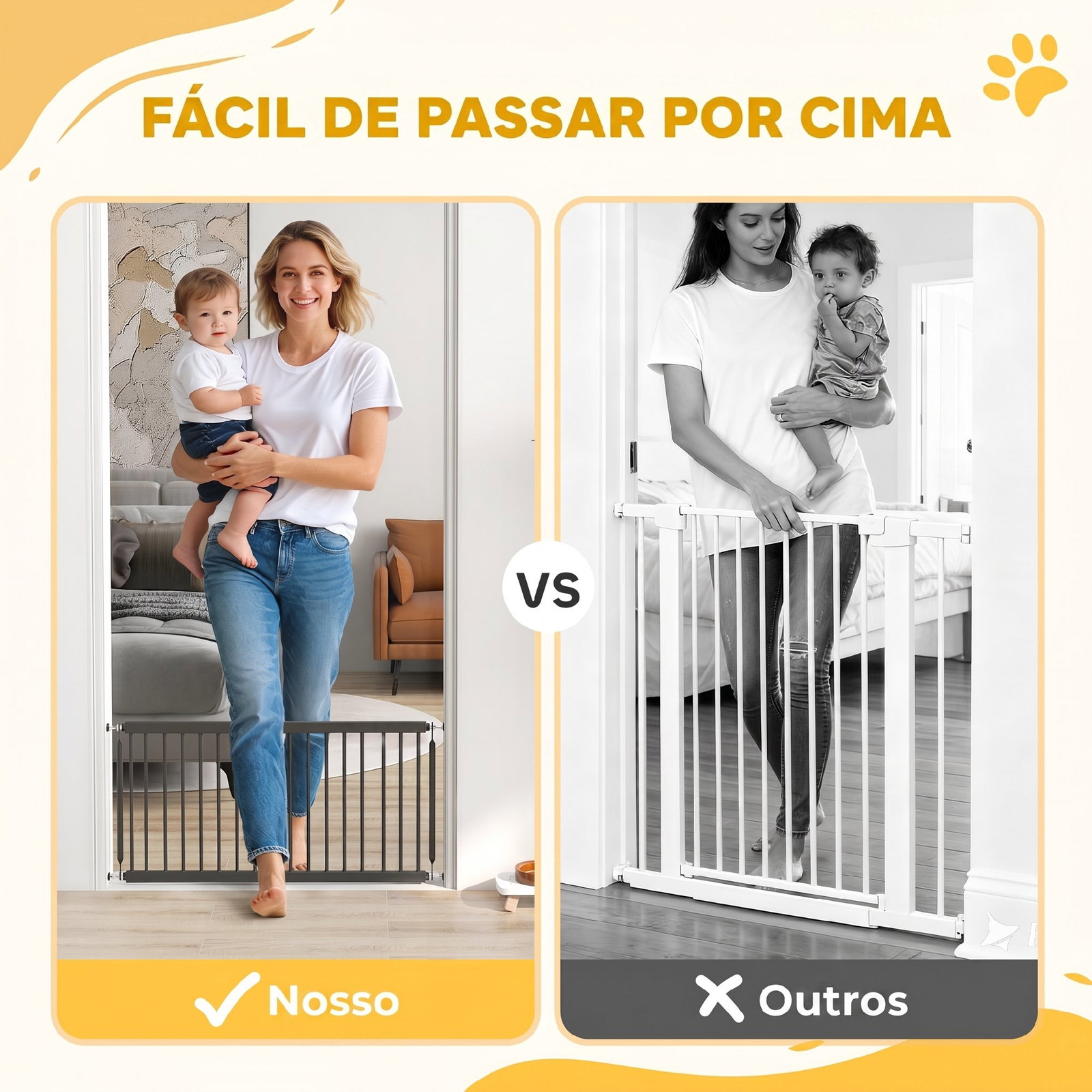 Barreira de segurança para cães pequenos extensível 67-93,5 cm altura 45 cm para portas e escadas preto