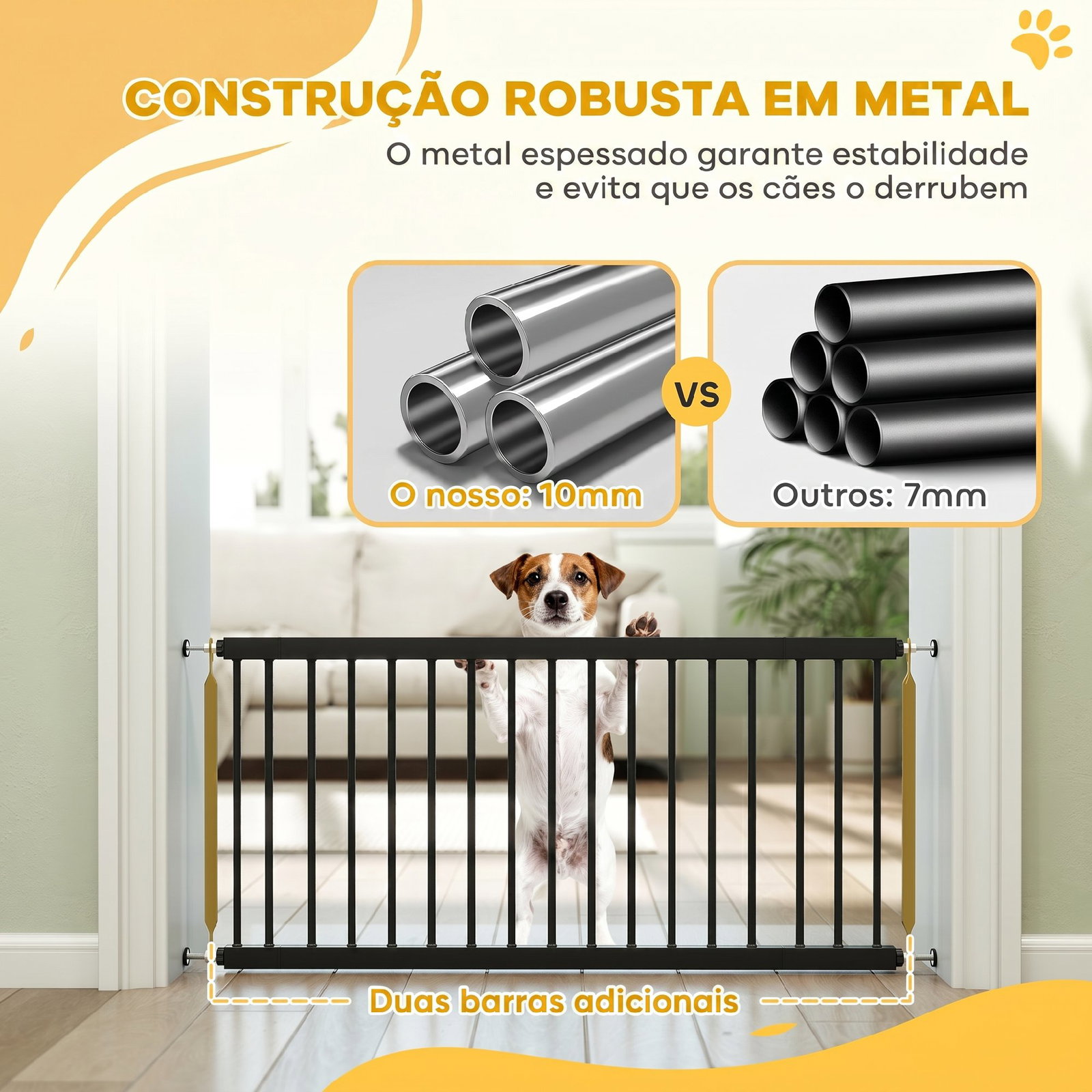 Barreira de segurança para cães pequenos extensível 67-93,5 cm altura 45 cm para portas e escadas preto