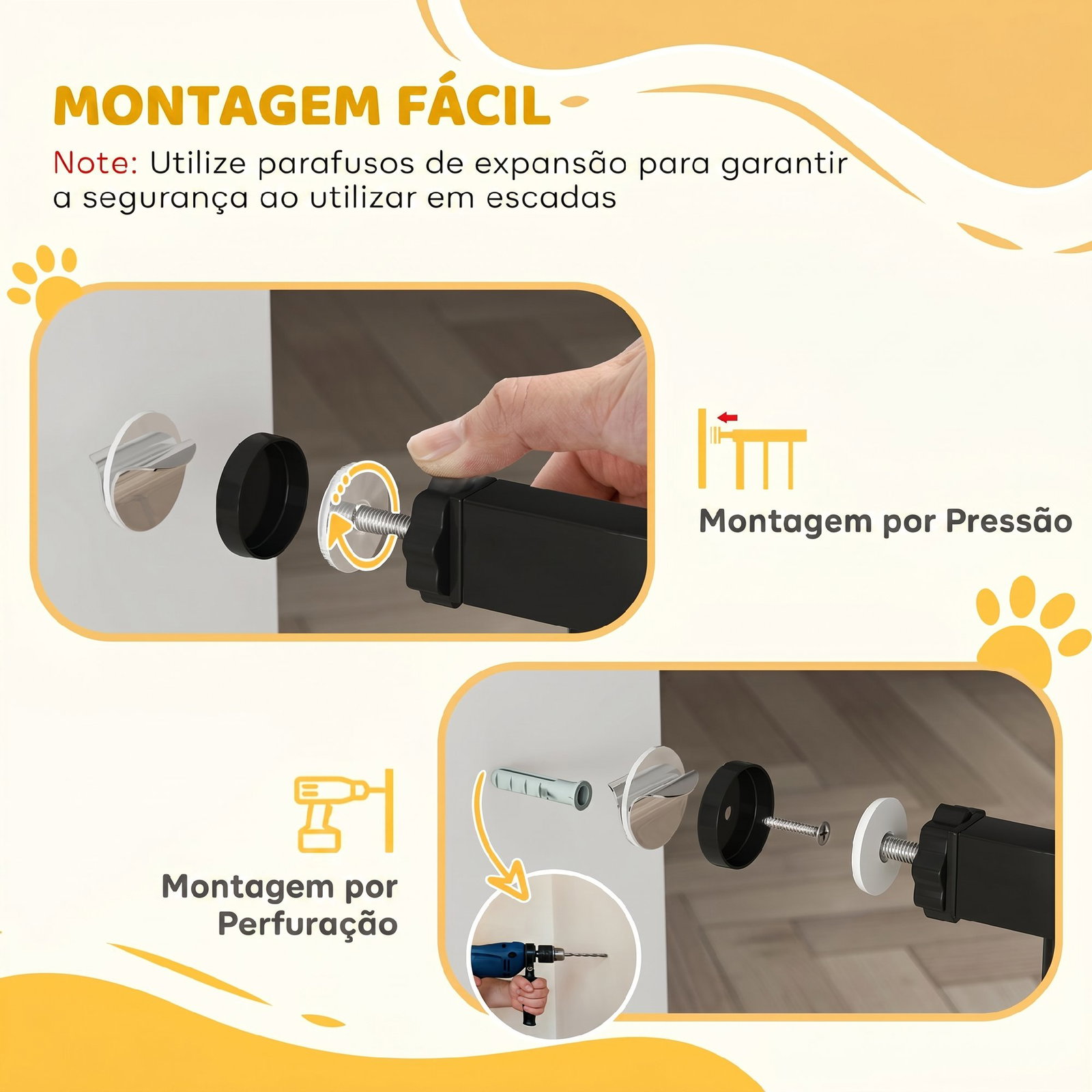 Barreira de segurança para cães pequenos extensível 67-93,5 cm altura 45 cm para portas e escadas preto