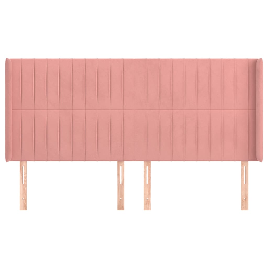 Cabeceira cama c/ abas veludo 203x16x118/128 cm rosa