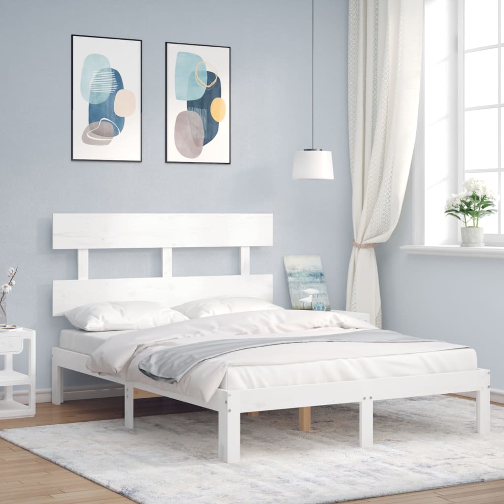 Cama sem colchão 120x200 cm madeira de pinho maciça branco